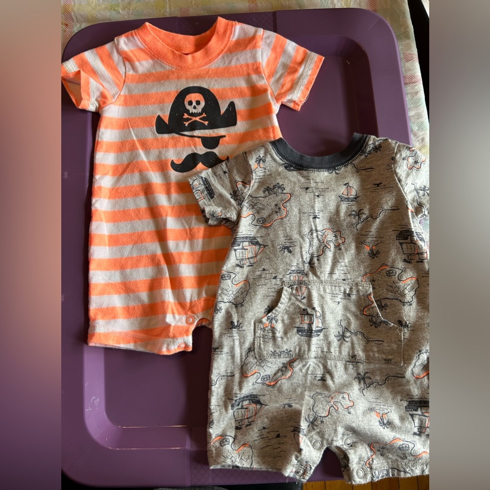 2 pirate themed rompers
